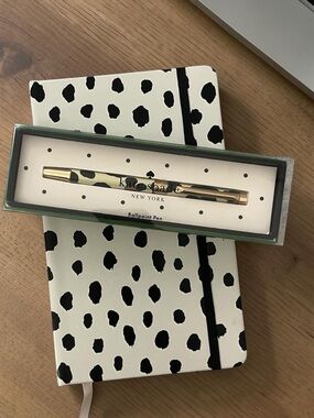 Kate Spade Spotted Pen and Matching Notebook (lined paper) Set - NEW